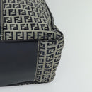 FENDI Zucchino Canvas Hand Bag Navy Silver Auth 114726-15