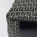 FENDI Zucchino Canvas Hand Bag Navy Silver Auth 114726-16