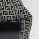 FENDI Zucchino Canvas Hand Bag Navy Silver Auth 114726-9