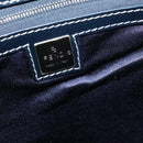 FENDI Zucchino Canvas Hand Bag Navy Silver Auth 114726-17