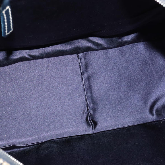 FENDI Zucchino Canvas Hand Bag Navy Silver Auth 114726