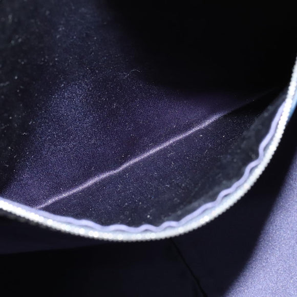 FENDI Zucchino Canvas Hand Bag Navy Silver Auth 114726