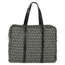FENDI Zucchino Canvas Hand Bag Navy Silver Auth 114726-13