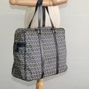 FENDI Zucchino Canvas Hand Bag Navy Silver Auth 114726-20