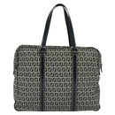 FENDI Zucchino Canvas Hand Bag Navy Silver Auth 114726-2