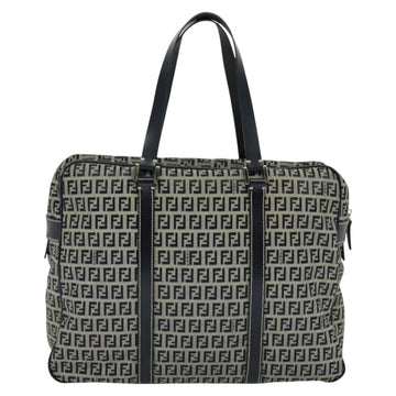 FENDI Zucchino Canvas Hand Bag Navy Silver Auth 114726 - 0