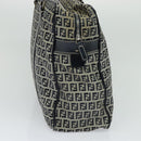 FENDI Zucchino Canvas Hand Bag Navy Silver Auth 114726-3