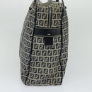 FENDI Zucchino Canvas Hand Bag Navy Silver Auth 114726-4