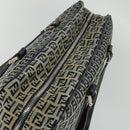 FENDI Zucchino Canvas Hand Bag Navy Silver Auth 114726-6