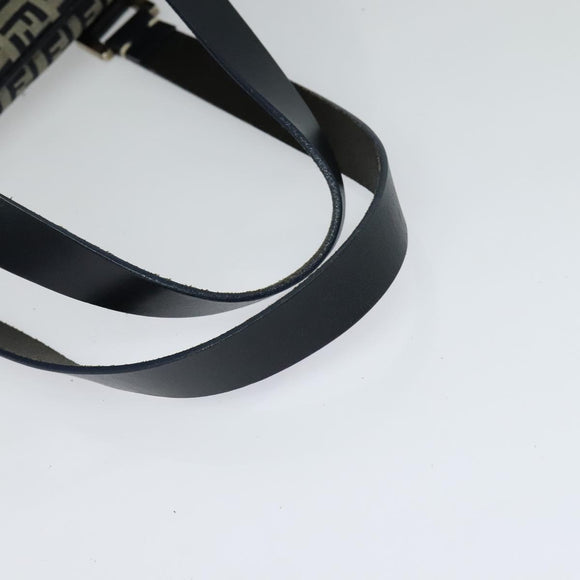 FENDI Zucchino Canvas Hand Bag Navy Silver Auth 114726