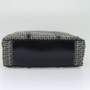 FENDI Zucchino Canvas Hand Bag Navy Silver Auth 114726-5