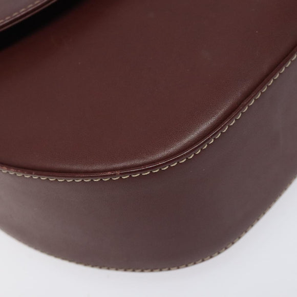 CARTIER Must Line Shoulder Bag Leather Bordeaux Gold Auth 114729