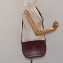 CARTIER Must Line Shoulder Bag Leather Bordeaux Gold Auth 114729-23