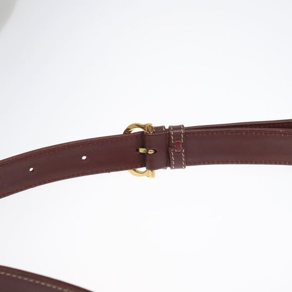 CARTIER Must Line Shoulder Bag Leather Bordeaux Gold Auth 114729