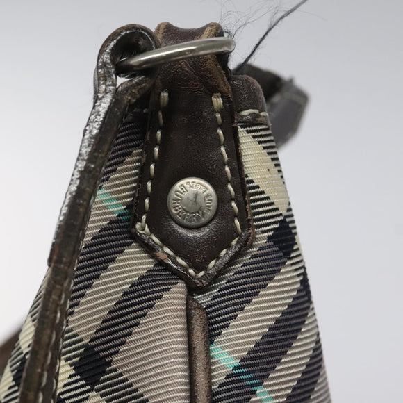 BURBERRY Nova Check Blue Label Shoulder Bag Nylon Gray Auth 114736