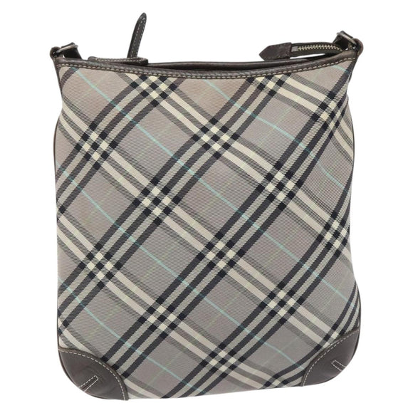 BURBERRY Nova Check Blue Label Shoulder Bag Nylon Gray Auth 114736