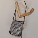 BURBERRY Nova Check Blue Label Shoulder Bag Nylon Gray Auth 114736-21