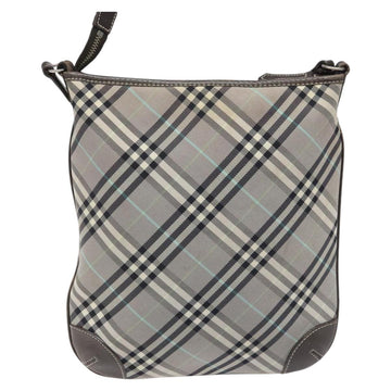 BURBERRY Nova Check Blue Label Shoulder Bag Nylon Gray Auth 114736 - 0