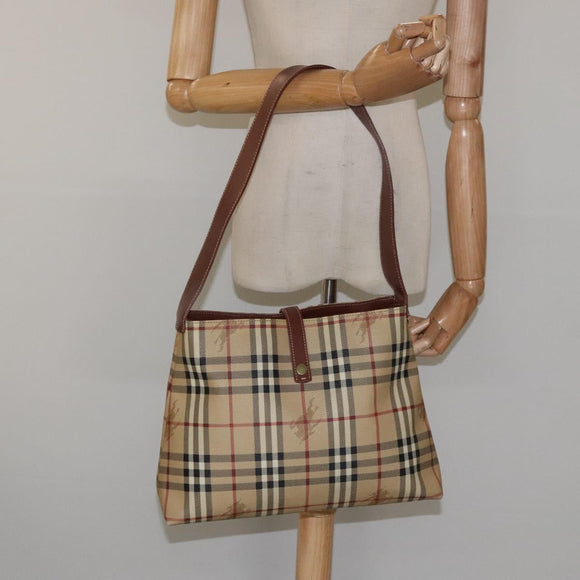 BURBERRY Nova Check Shoulder Bag PVC Beige Auth 114737