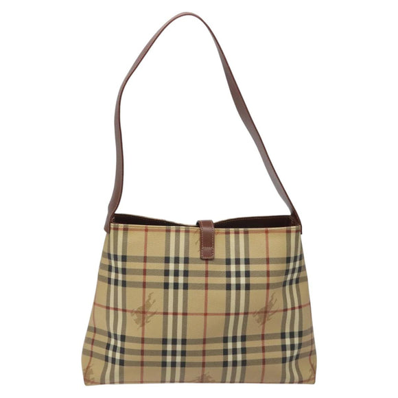 BURBERRY Nova Check Shoulder Bag PVC Beige Auth 114737