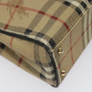 Burberrys Nova Check Tote Bag PVC Leather Beige Gold Auth 114747-14