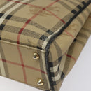 Burberrys Nova Check Tote Bag PVC Leather Beige Gold Auth 114747-15