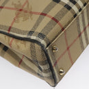 Burberrys Nova Check Tote Bag PVC Leather Beige Gold Auth 114747-16