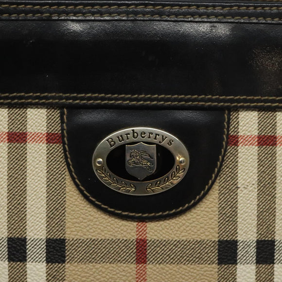 Burberrys Nova Check Tote Bag PVC Leather Beige Gold Auth 114747