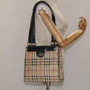 Burberrys Nova Check Tote Bag PVC Leather Beige Gold Auth 114747-22