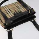Burberrys Nova Check Tote Bag PVC Leather Beige Gold Auth 114747-6