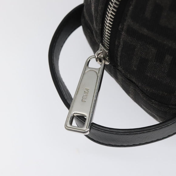 FENDI Zucca Canvas Clutch Bag Black Silver Auth 114748V