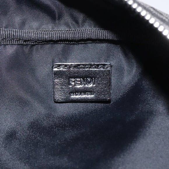 FENDI Zucca Canvas Clutch Bag Black Silver Auth 114748V