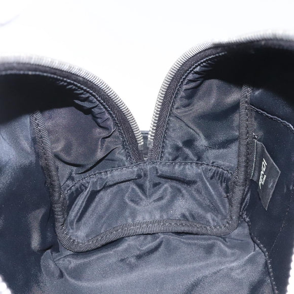 FENDI Zucca Canvas Clutch Bag Black Silver Auth 114748V