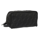 FENDI Zucca Canvas Clutch Bag Black Silver Auth 114748V-1