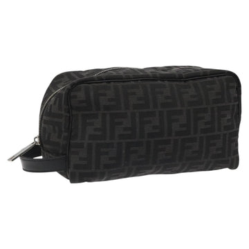 FENDI Zucca Canvas Clutch Bag Black Silver Auth 114748V