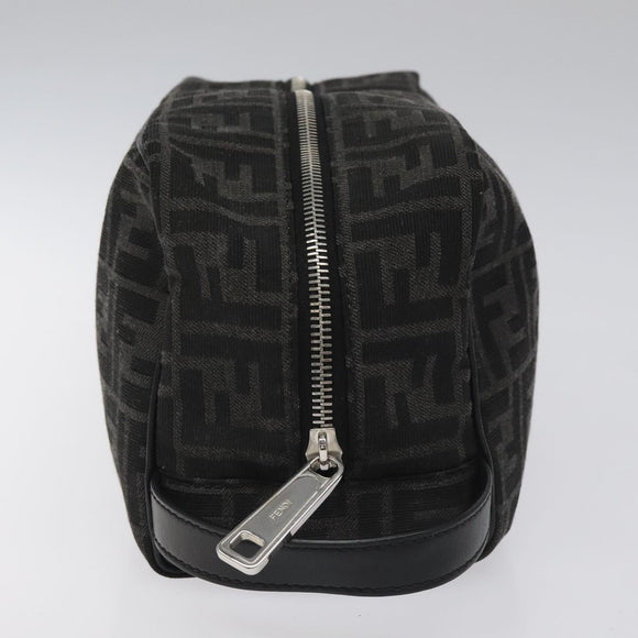 FENDI Zucca Canvas Clutch Bag Black Silver Auth 114748V