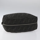 FENDI Zucca Canvas Clutch Bag Black Silver Auth 114748V-6