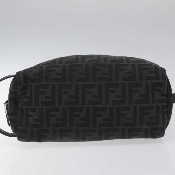 FENDI Zucca Canvas Clutch Bag Black Silver Auth 114748V