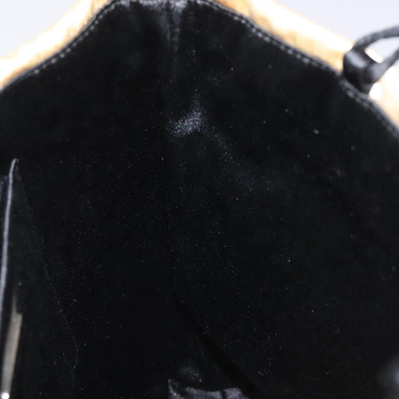 PRADA Beads Hand Bag Satin Cream Auth 114749