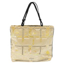 PRADA Beads Hand Bag Satin Cream Auth 114749-3