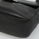 Salvatore Ferragamo Gancini Shoulder Bag Leather Black Silver Auth 114751-9