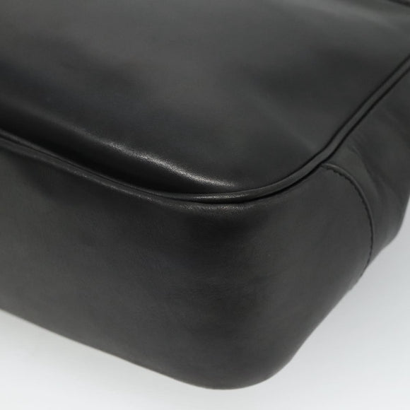 Salvatore Ferragamo Gancini Shoulder Bag Leather Black Silver Auth 114751
