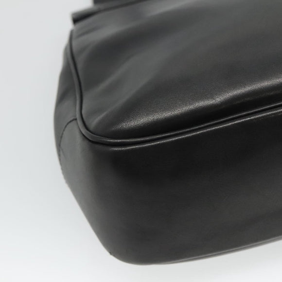 Salvatore Ferragamo Gancini Shoulder Bag Leather Black Silver Auth 114751