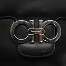 Salvatore Ferragamo Gancini Shoulder Bag Leather Black Silver Auth 114751-10
