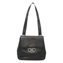Salvatore Ferragamo Gancini Shoulder Bag Leather Black Silver Auth 114751-13