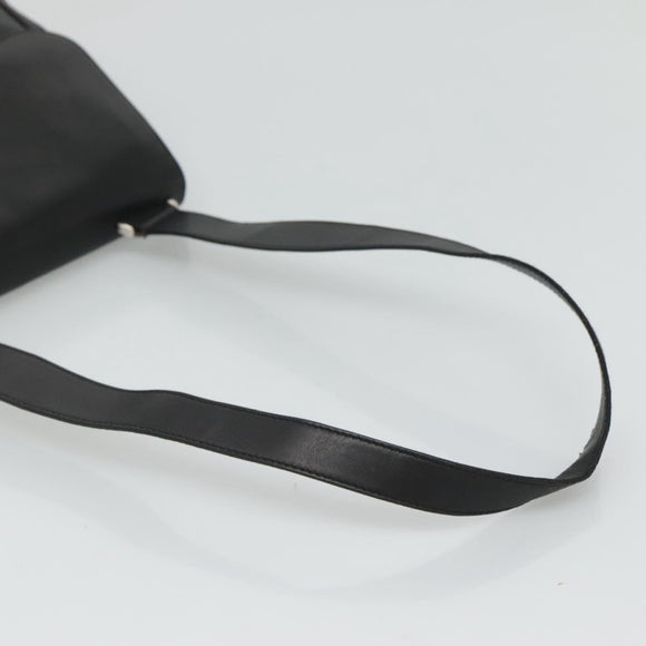 Salvatore Ferragamo Gancini Shoulder Bag Leather Black Silver Auth 114751