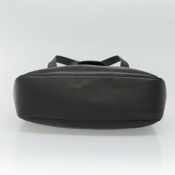 Salvatore Ferragamo Gancini Shoulder Bag Leather Black Silver Auth 114751