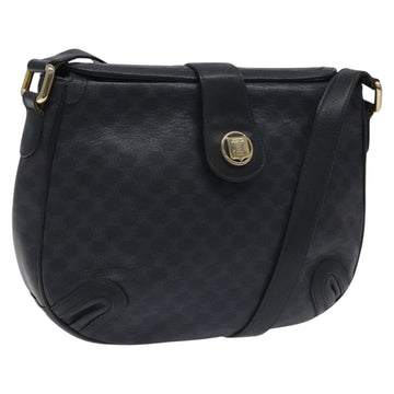 CELINE Macadam Canvas Shoulder Bag Leather Navy Gold Auth 114752