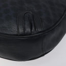 CELINE Macadam Canvas Shoulder Bag Leather Navy Gold Auth 114752-9