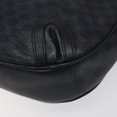 CELINE Macadam Canvas Shoulder Bag Leather Navy Gold Auth 114752-15